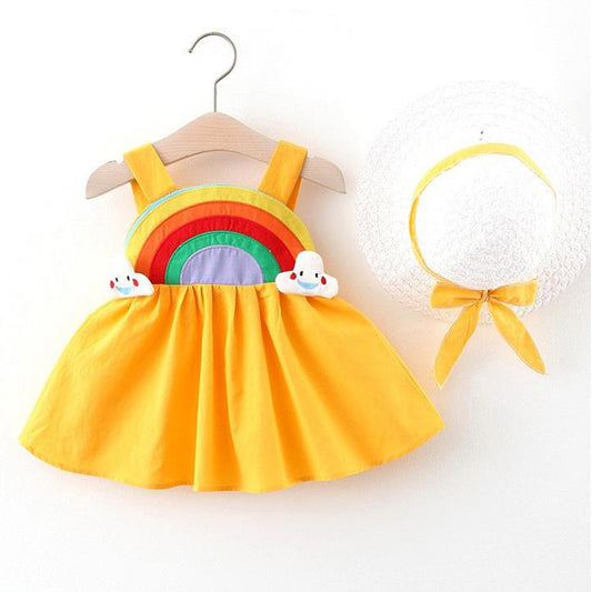 Baby Girl Rainbow Dress With Hat