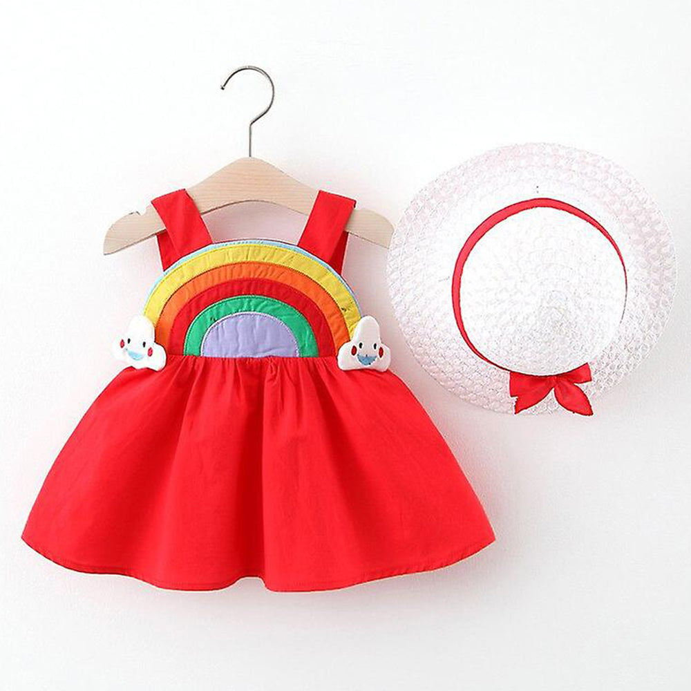 Baby Girl Rainbow Dress With Hat