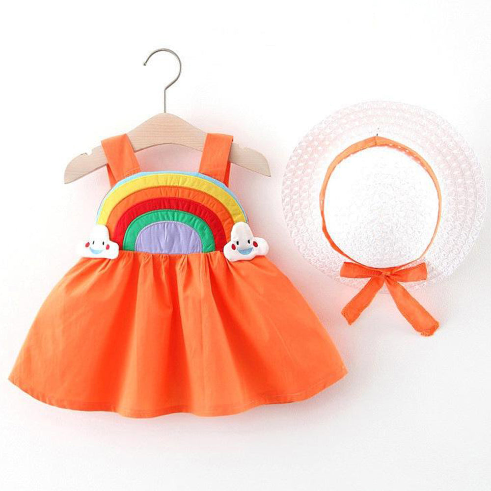 Baby Girl Rainbow Dress With Hat