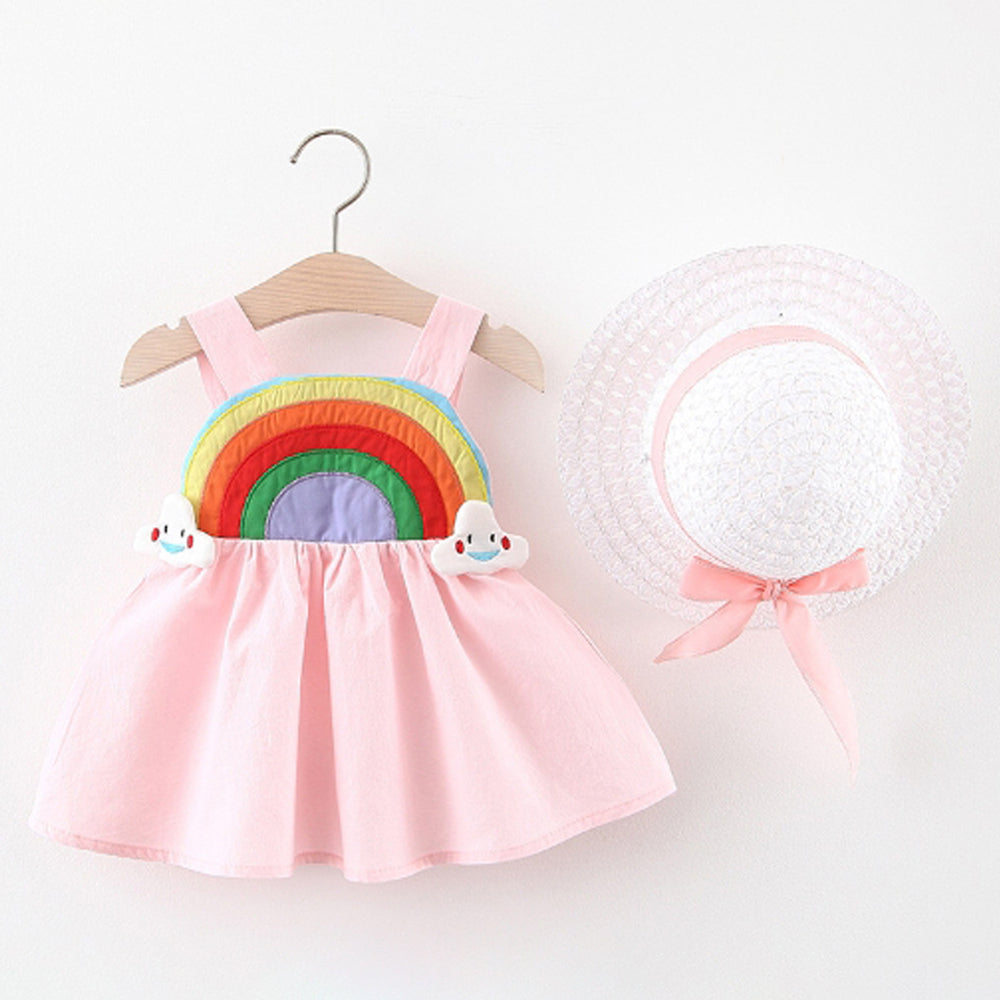 Baby Girl Rainbow Dress With Hat