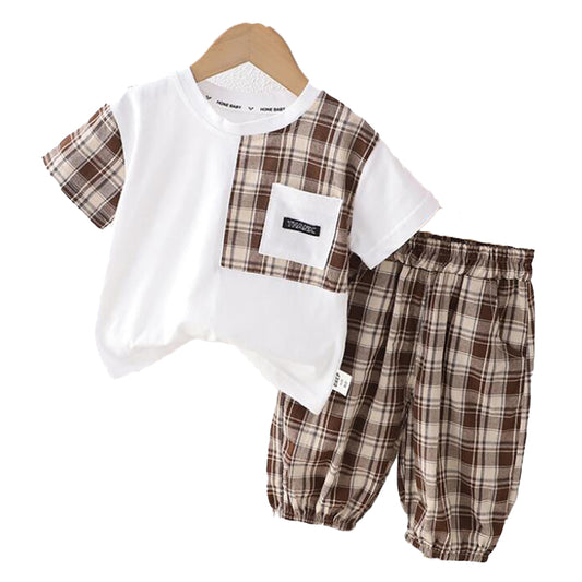 Baby Boy Clothing Set with Checks Pant