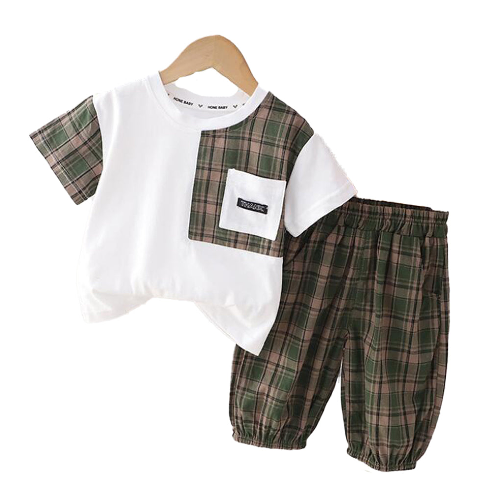 Baby Boy Clothing Set with Checks Pant