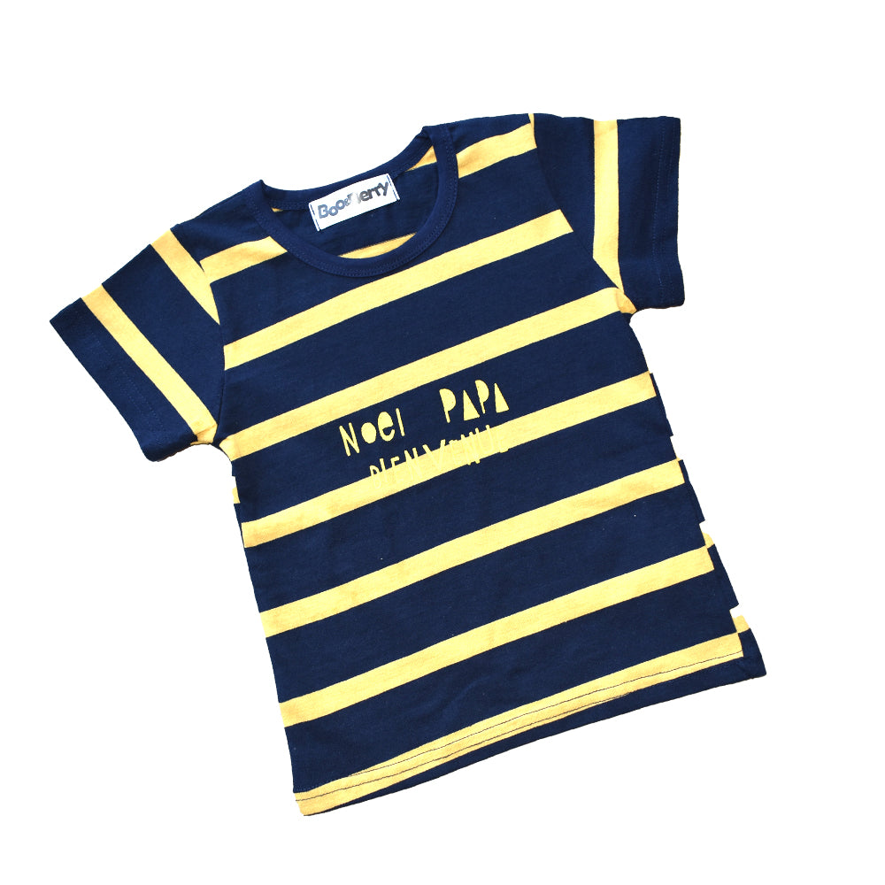 Baby Boy Stripe Pattern Tee and Shorts Set Black