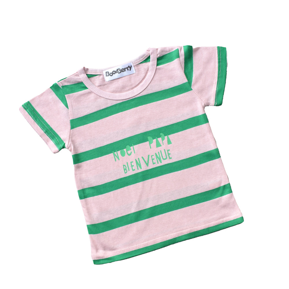 Baby Boy Stripe Pattern Tee and Shorts Set Pink