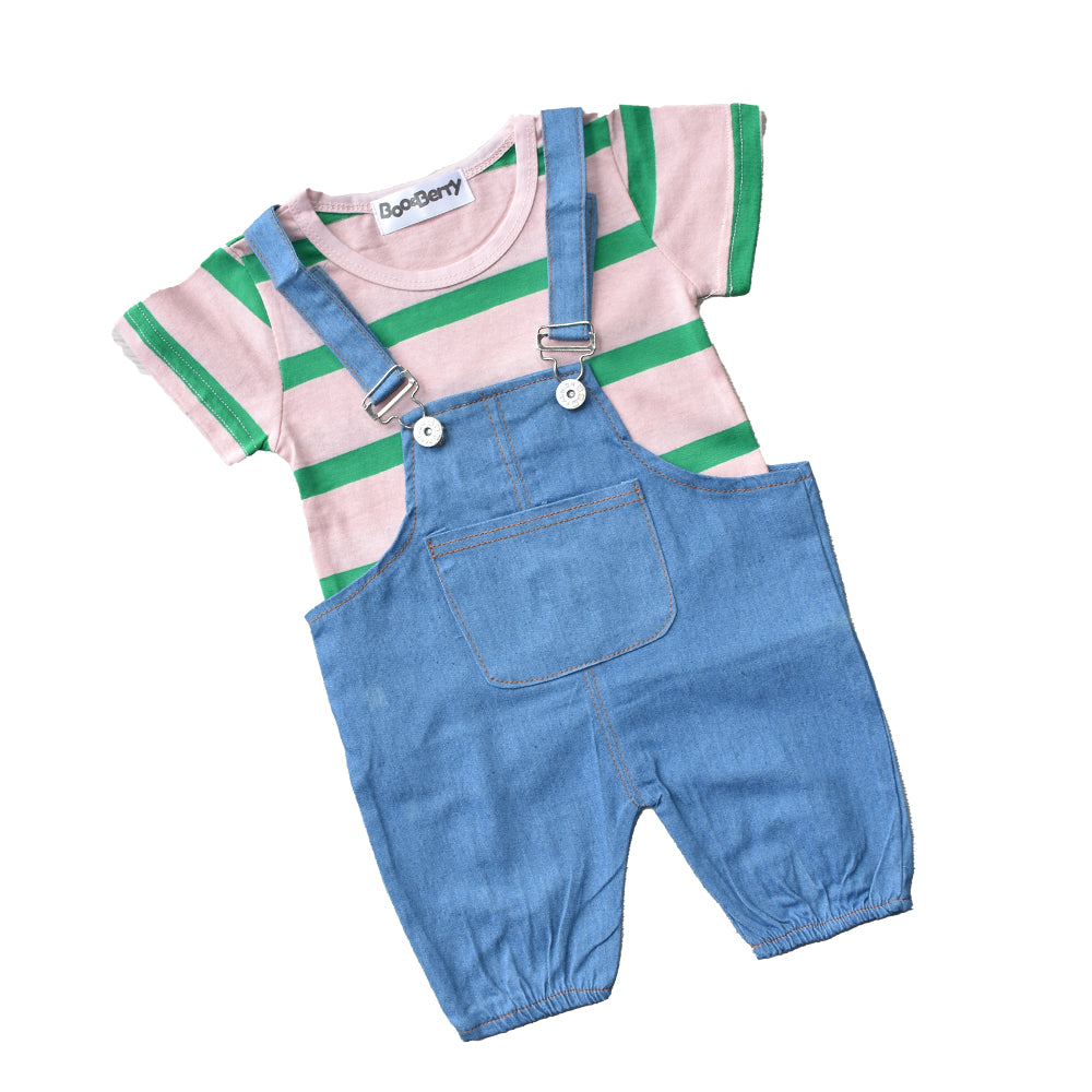 Baby Boy Stripe Pattern Tee and Shorts Set Pink