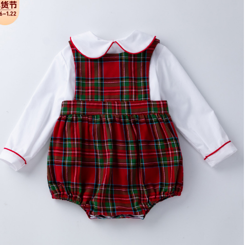 Baby Shirt With Checks Print Fancy Romper