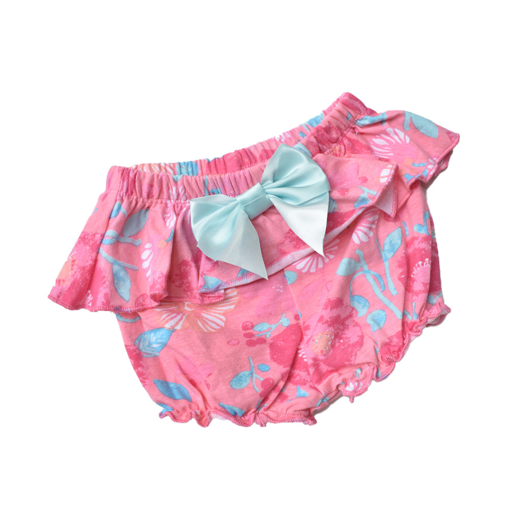 Baby Girl Romper Set With Hair Band & Floral Bottom