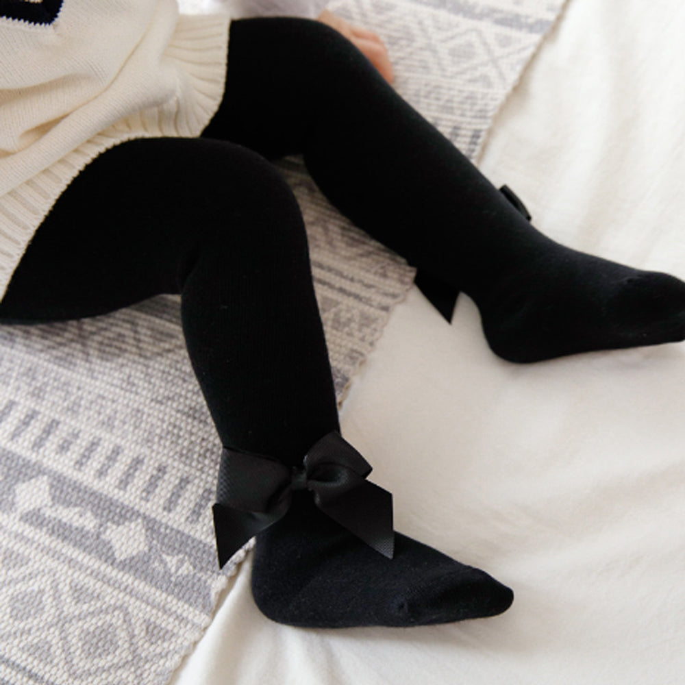 Baby Bowknot Solid Tights Black