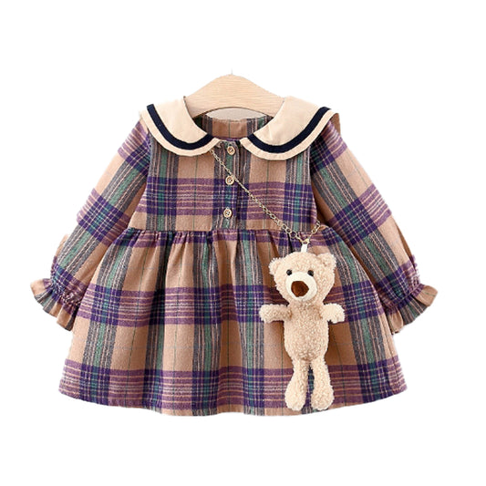 Baby Girl Dress With Hanging Teddy